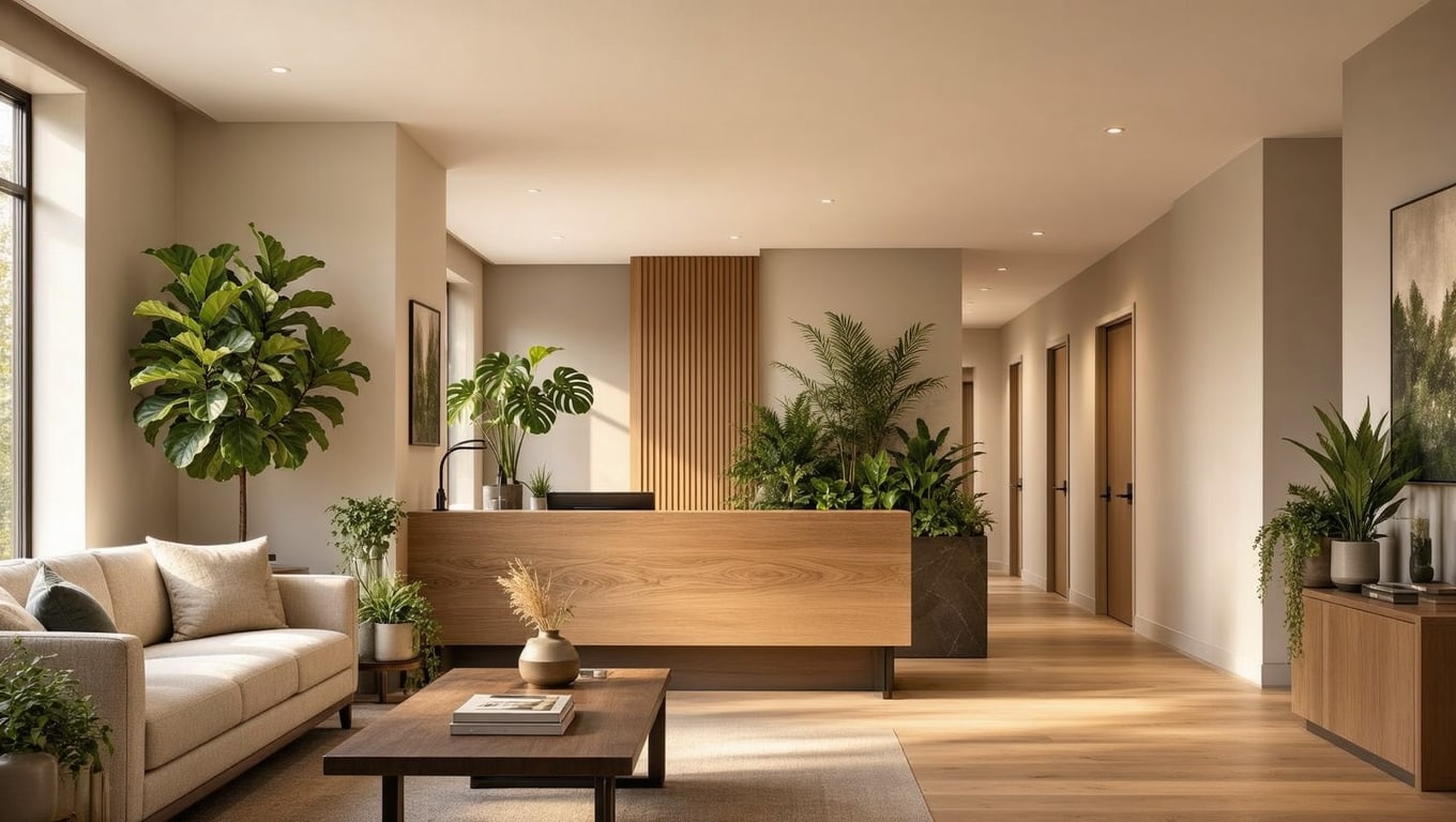 Sleek Modern Lobby with Biophilic Design
